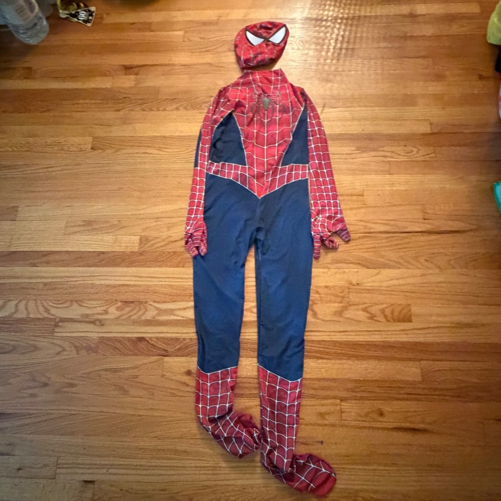 Marvel Spider-Man Costume Adult One Size Red Blue Superhero Jumpsuit with Mask